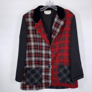 Tres Paquette Byer California Flannel Patchwork Plaid Blazer Jacket Size Medium